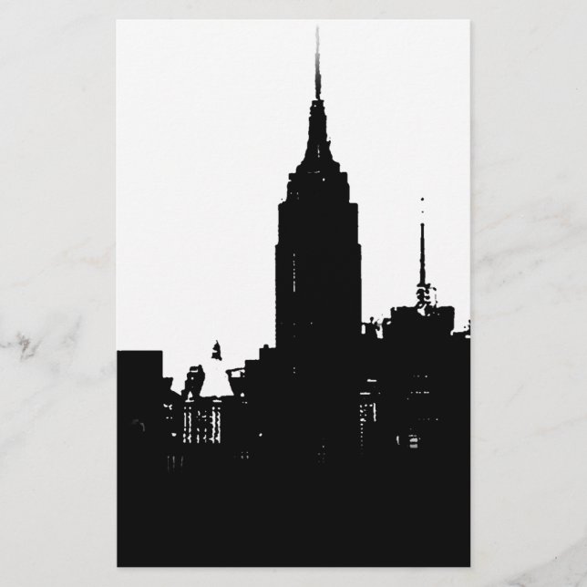 Papelaria Silhouette Black White New York (Frente)