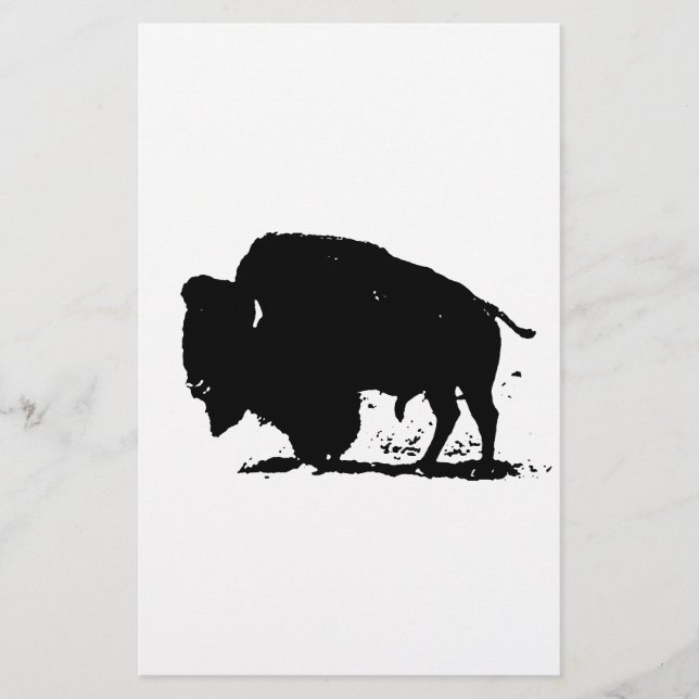 Papelaria Silhoute de Buffalo Preto e Branco (Frente)