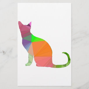 Papelaria Silhueta de Gato de Baixo Poli