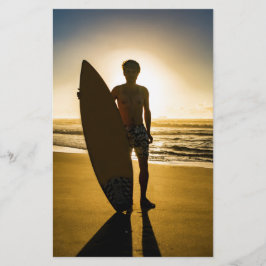 Papelaria Silhueta de surfe durante o nascer do sol