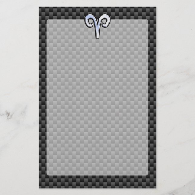 Papelaria Silver Aries Zodiac Sinal Impressão de Fibra de Ca (Frente)