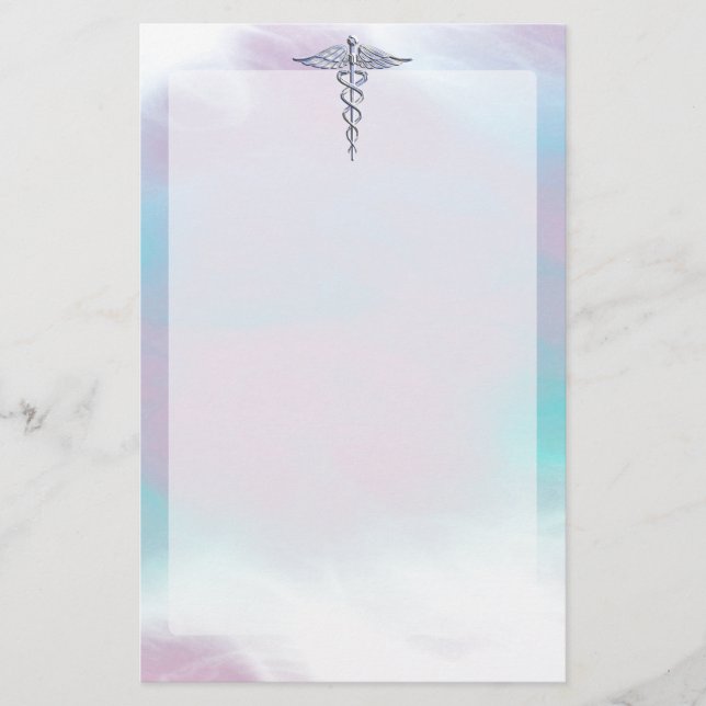 Papelaria Silver Caduceus - Símbolo Médico Mãe Pérola (Frente)