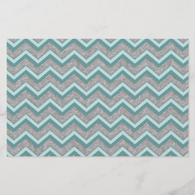 Papelaria Silver Foil e Teal ZigZag (Frente)
