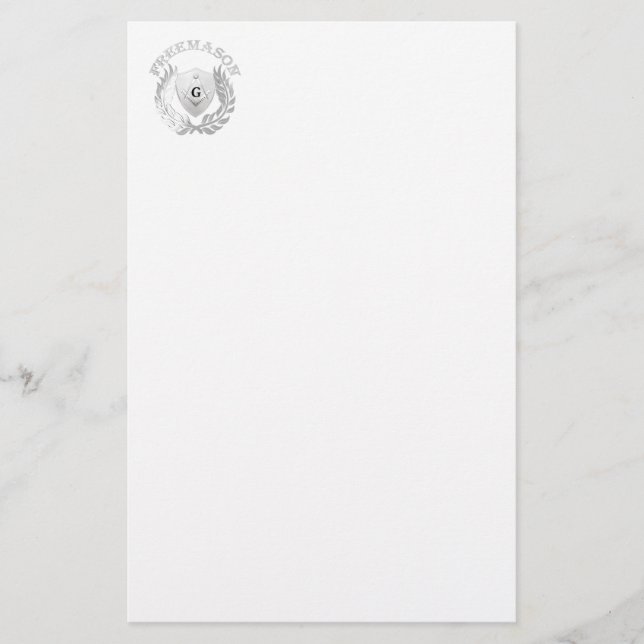 Papelaria Símbolo de alvenaria prateada (Frente)
