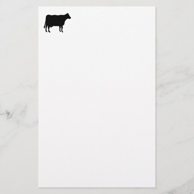 Papelaria Símbolo de Vaca - Preto em Branco (Frente)