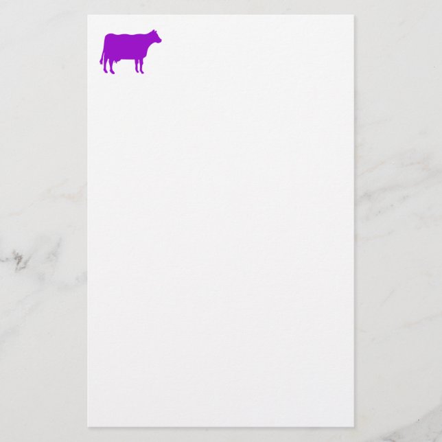 Papelaria Símbolo de Vaca - Roxo em Branco (Frente)