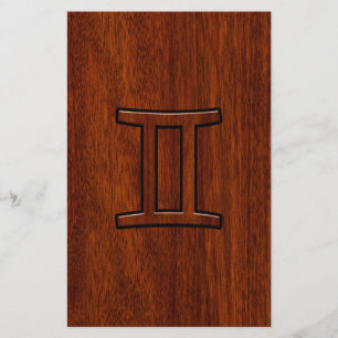 Papelaria Símbolo Gemini Zodiac em Mahogany como Decor
