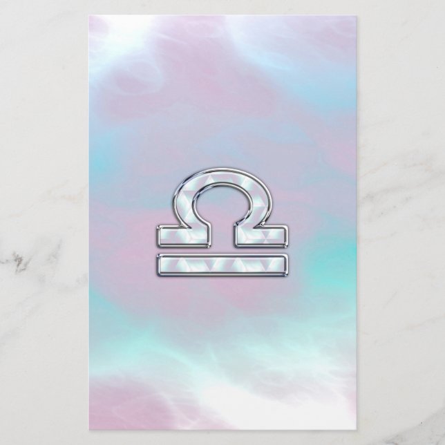 Papelaria Símbolo Libra Zodiac Mãe de Estilo Pérola (Frente)