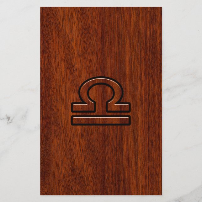 Papelaria Símbolo Libra Zodiac no estilo mogno impressão (Frente)