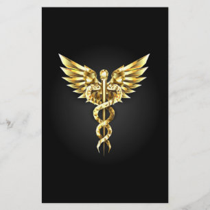 Papelaria Símbolo Poligonal Dourado Caduceus