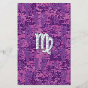 Papelaria Símbolo Virgo Zodíaco na Campanha Digital Rosa