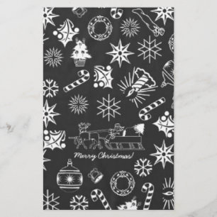 Papelaria Símbolos de Papais noeis de Natal Feliz, Preto e B