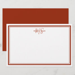 Papelaria Simple Vermelho Escarlate Minimalista Monograma Du