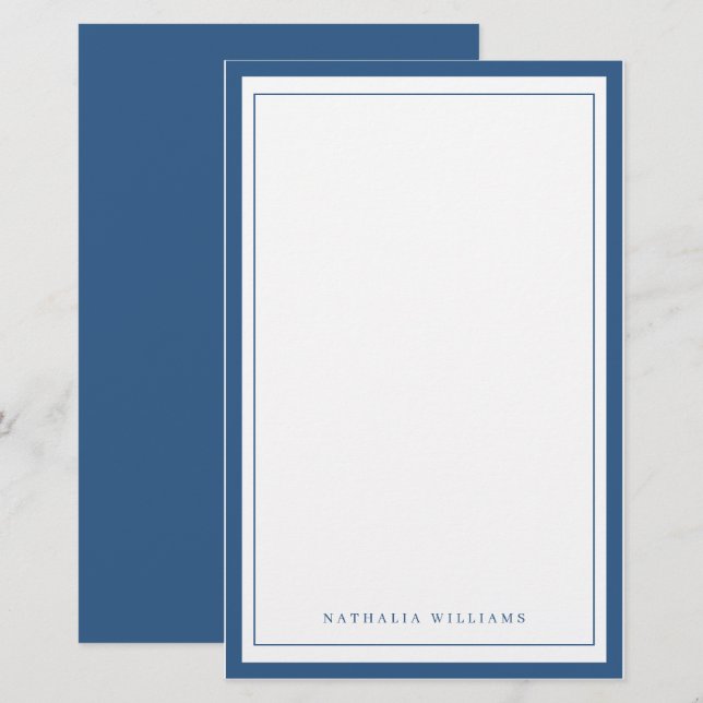 Papelaria Simples de Borda Azul-Marinho Básica (Frente/Verso)
