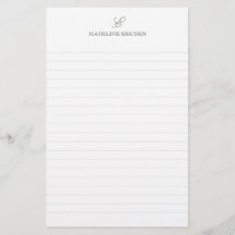 Simples Elegância Cinza Branco Monograma Lenhado