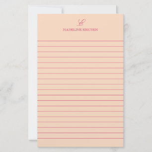 Papelaria Simples Elegância Laranja Rosa Monograma Linha