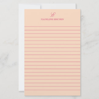 Papelaria Simples Elegância Laranja Rosa Monograma Linha