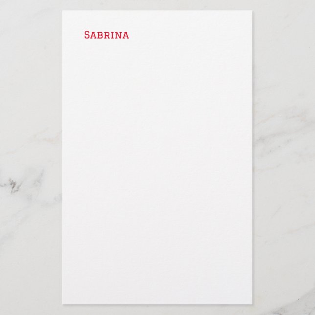 Papelaria Simples Limpo Profissional Nome Vermelho Branco (Frente)