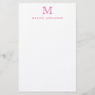 Papelaria Simples Menina Moderna Blush Monograma Rosa Inicia