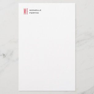 Papelaria Simples Monograma Vermelho Mínimo Simples