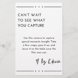 Papelaria Sinal de Mesa da câmera descartável