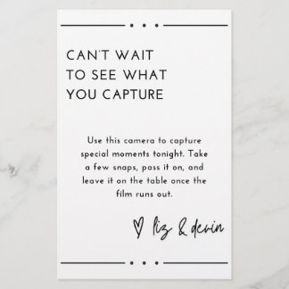 Papelaria Sinal de Mesa da câmera descartável