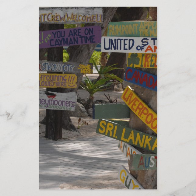 Papelaria Sinal Poste Rum Point Grand Cayman (Frente)