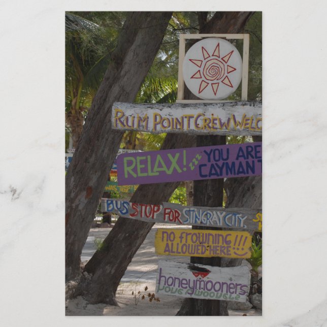 Papelaria Sinal poste Rum Point Grand Cayman (Frente)