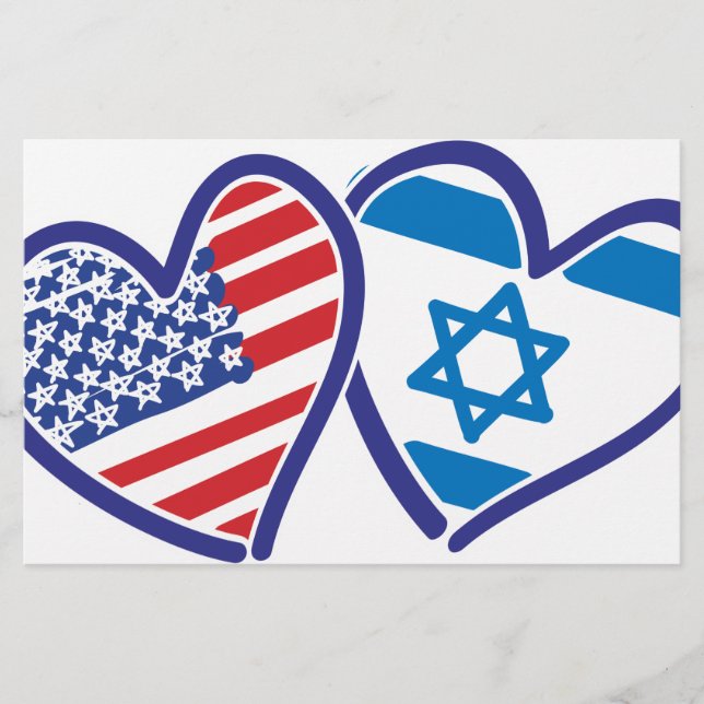 Papelaria Sinalizador do Coração de Israel dos EUA (Frente)