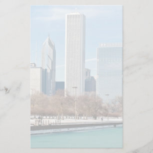 Papelaria Skyline de Chicago através do Lago Michigan