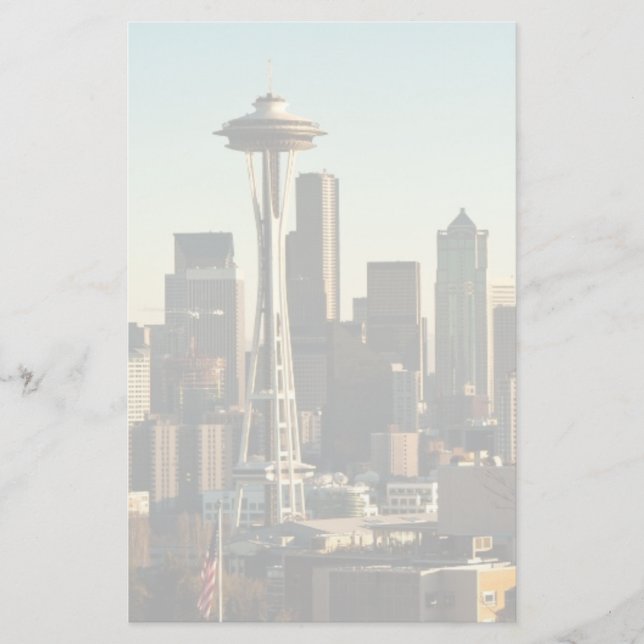 Papelaria Skyline de Seattle e agulha do centro do espaço (Frente)