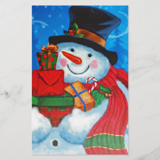 Papelaria Snowman a carregar presentes (Frente)