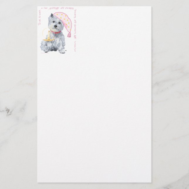 Papelaria Sonhos Agradáveis Westie - de Rosa (Frente)