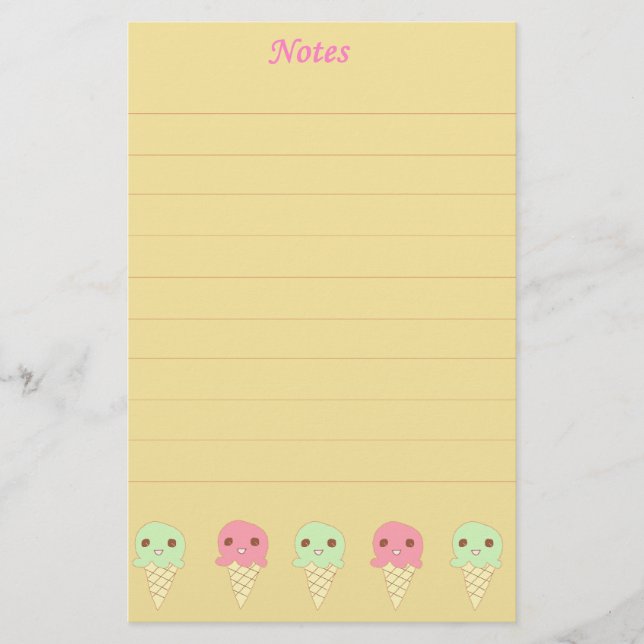 Papelaria Sorvetes bonitos alaranjados (Frente)