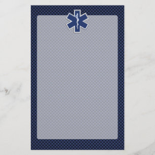 Papelaria Star of Life Paramedic EMS on Blue Carbon Fiber