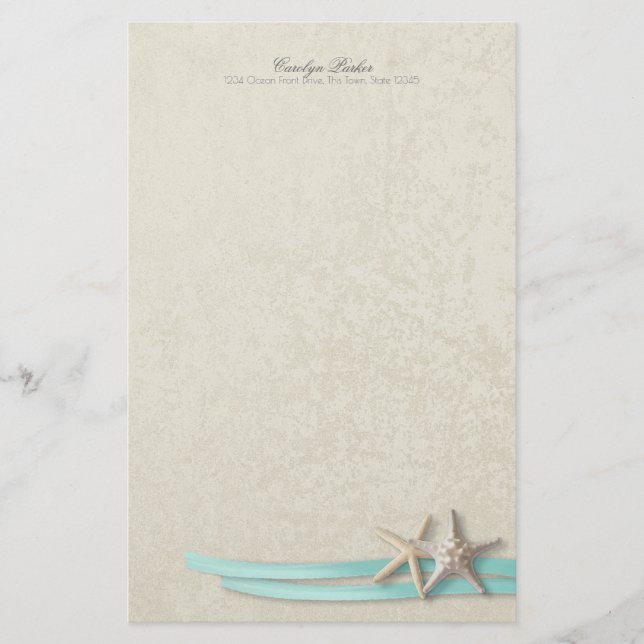 Papelaria Starfish e Aqua Ribbon (Frente)