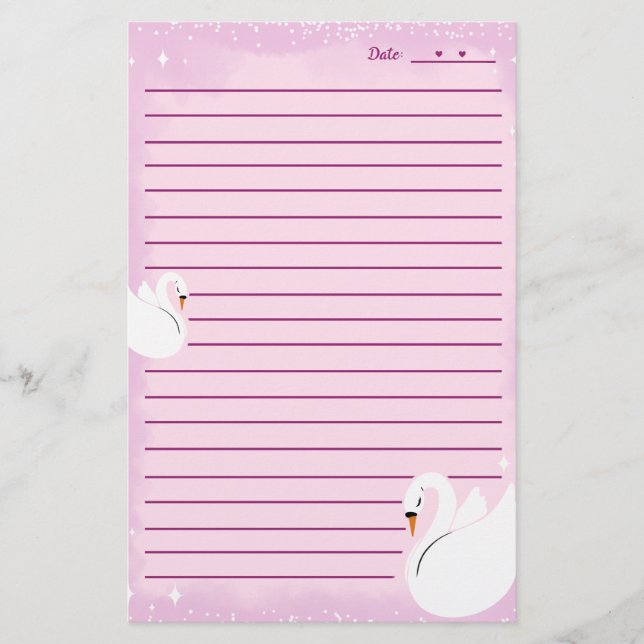 Papelaria Stationery paper Swan delicate  (Frente)
