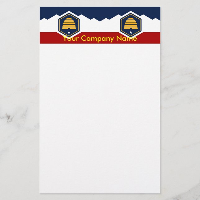 Papelaria Stationery with Flag of Utah, USA (Frente)