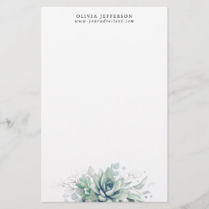 Papelaria Suculentes de Aquarela e Elegante de Silver Greene