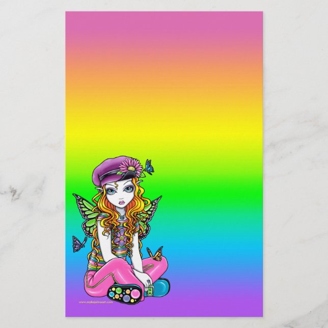 Papelaria "Sunny", Cute Rainbow Butterfly Fairy Stationery (Frente)