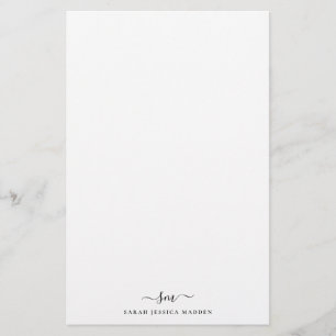 Papelaria Swash inicial de script de cinza com dois monogram