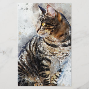 Papelaria Tabby Grito Cat Watercolor Art