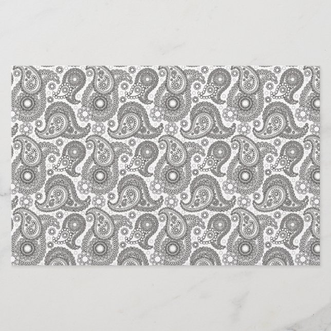 Papelaria Tangerine Black Paisley (Frente)