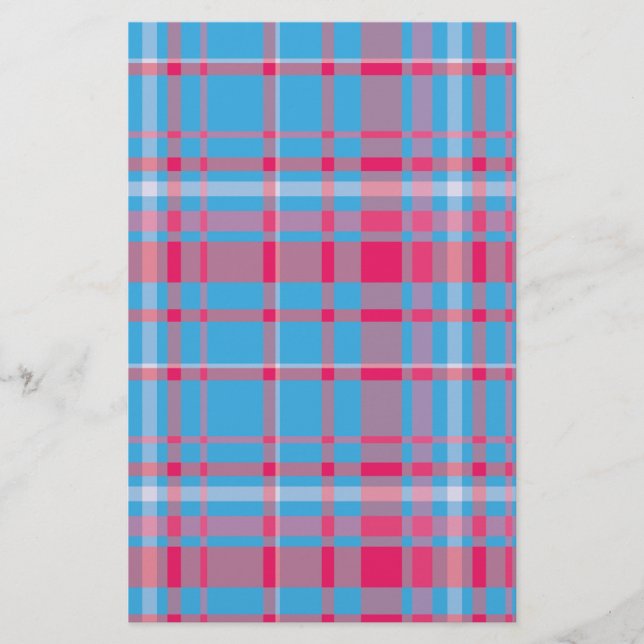 Papelaria Tartan azul e vermelho (Frente)