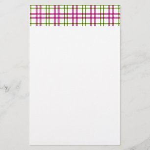 Papelaria Tartan rosa e verde