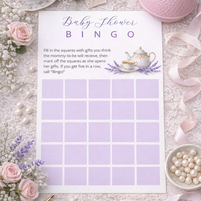 Papelaria Tea party Baby Shower Bingo Game (Criador carregado)