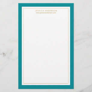 Papelaria Teal E Branco Modernos E Elegantes Personalizados