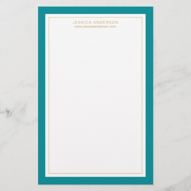 Papelaria Teal E Branco Modernos E Elegantes Personalizados (Frente)