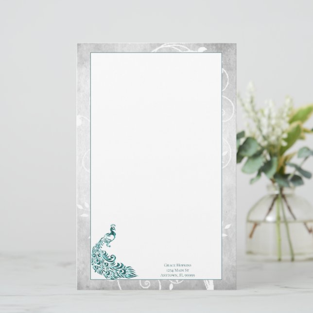 Papelaria Teal Peacock Stationery (Em pé/Frente)