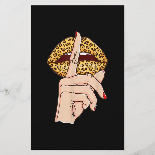 Papelaria Tesoura de Lábios-leopardo Tatuagem Dedo Barbeiro  (Frente)